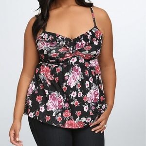 🖤 Floral Babydoll Ruffled Tank